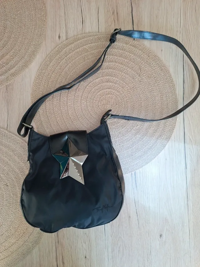 Sac Thierry Mugler noir vintage – Étoile métallique – Bandoulière - photo numéro 2