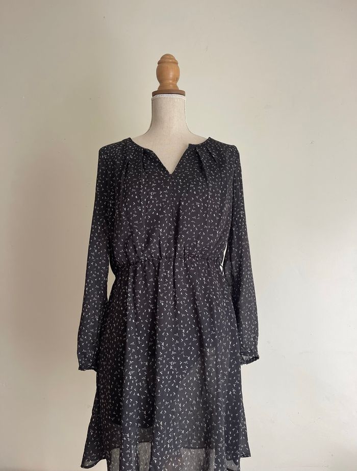 Robe noir manche longue Mango