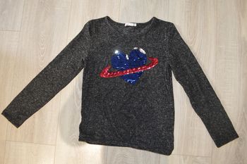 Pull fin gémo sequins reversibles coeurs 10 ans