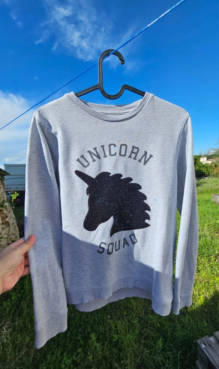 Pull licorne sequins 13 14 ans fille gris - photo numéro 5