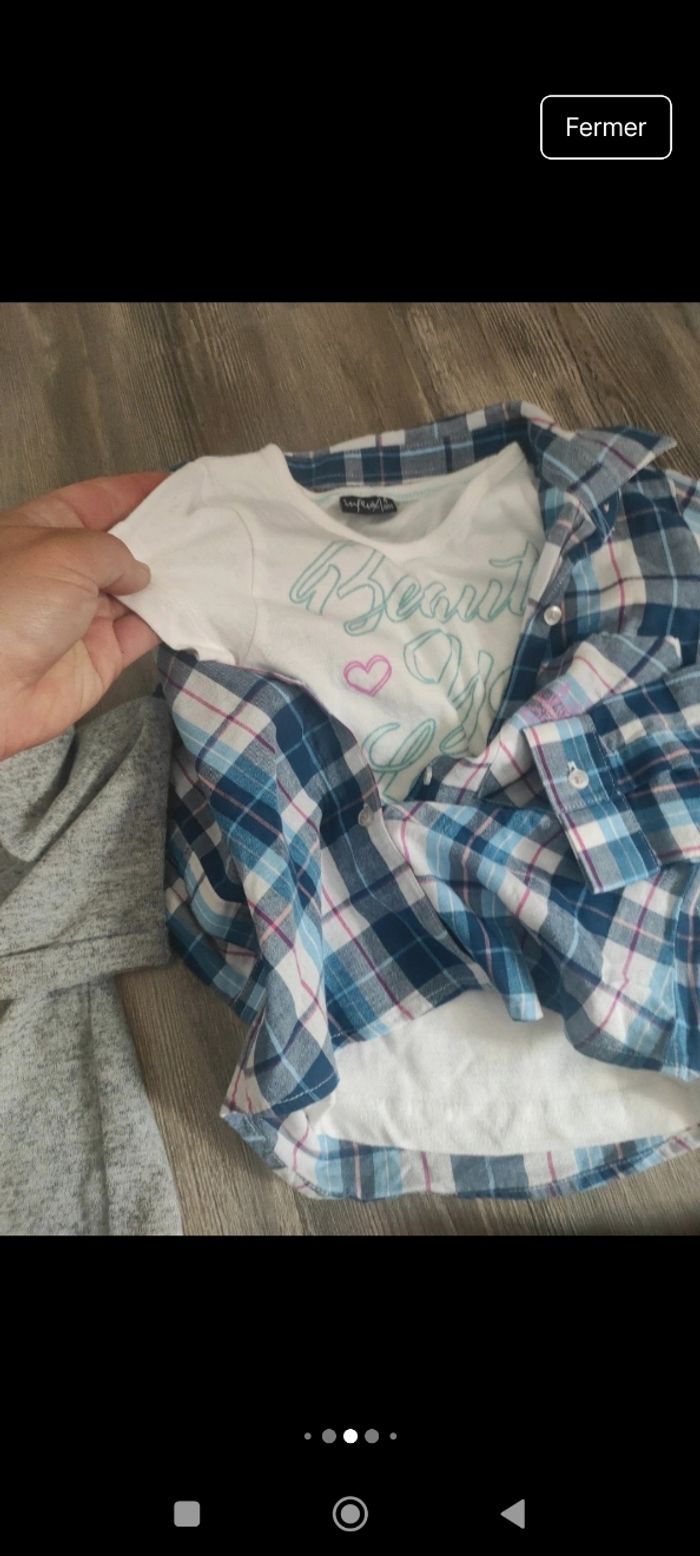 Lot habits fille avec pantalon neuf short t-shirt manches longues pull collants 4 ans - photo numéro 5