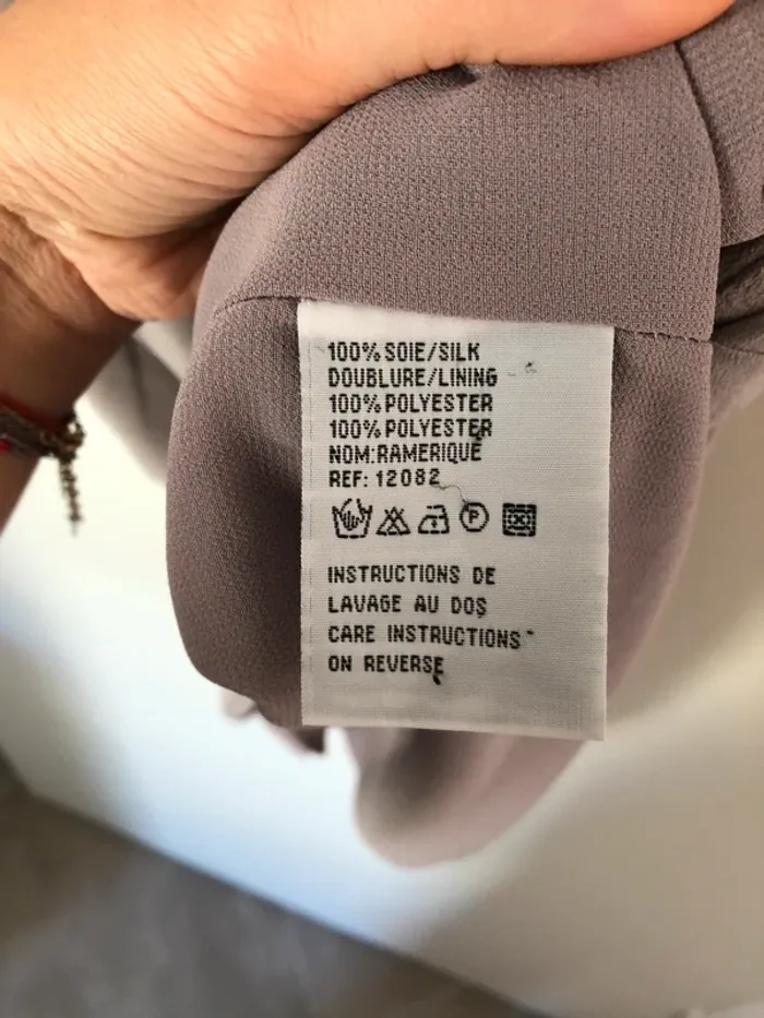 Robe à bretelle gris en soie très bon état Sud Express taille M - photo numéro 14