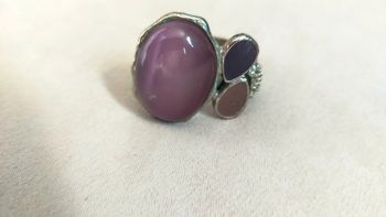 Bague argentée pierres violet & mauve – Taille 55 – Collection Reflets de Lavande