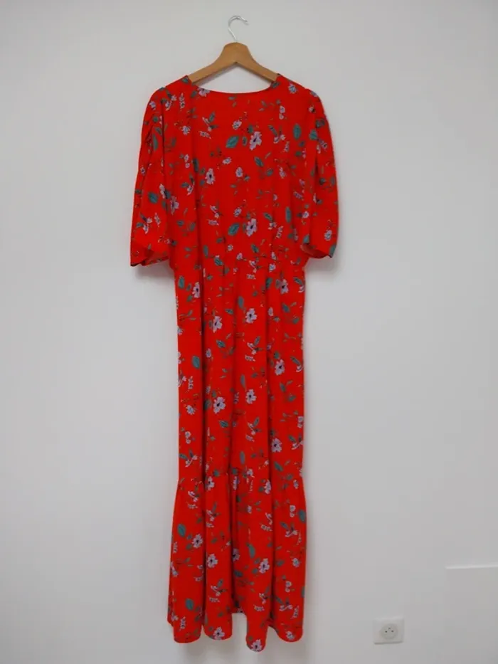 Robe longue rouge à fleurs Vero Moda XL - photo numéro 2