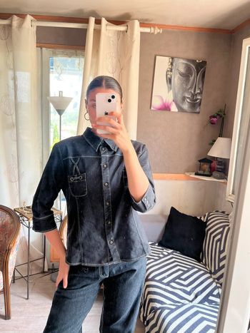 Top denim jean vintage bohème champêtre y2k 2000yer drip baggy cargo