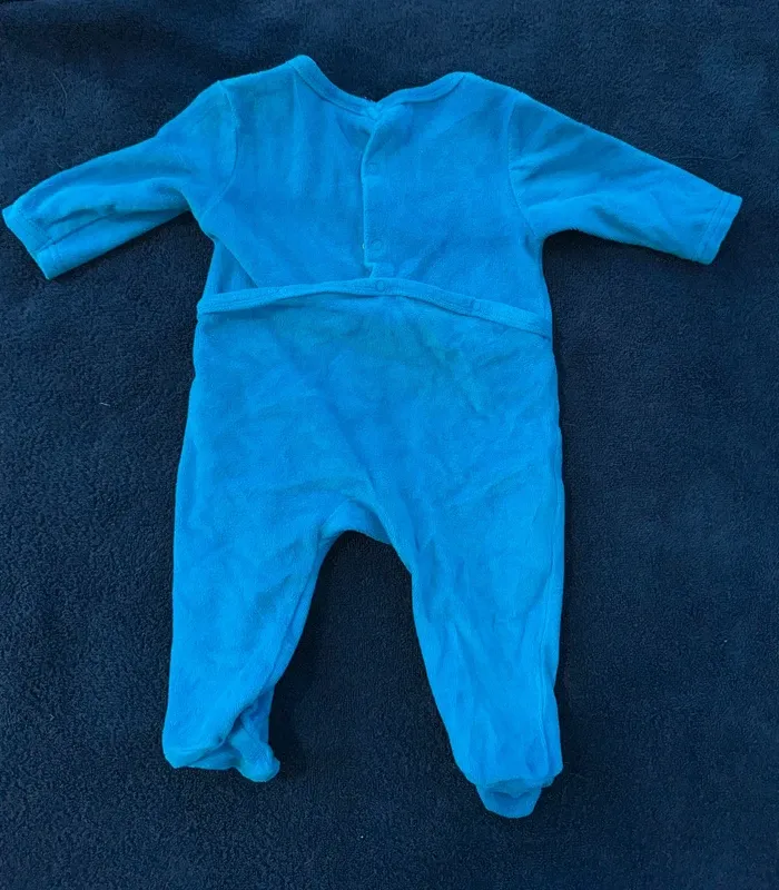 Pyjama velours bleu 6 mois - photo numéro 3
