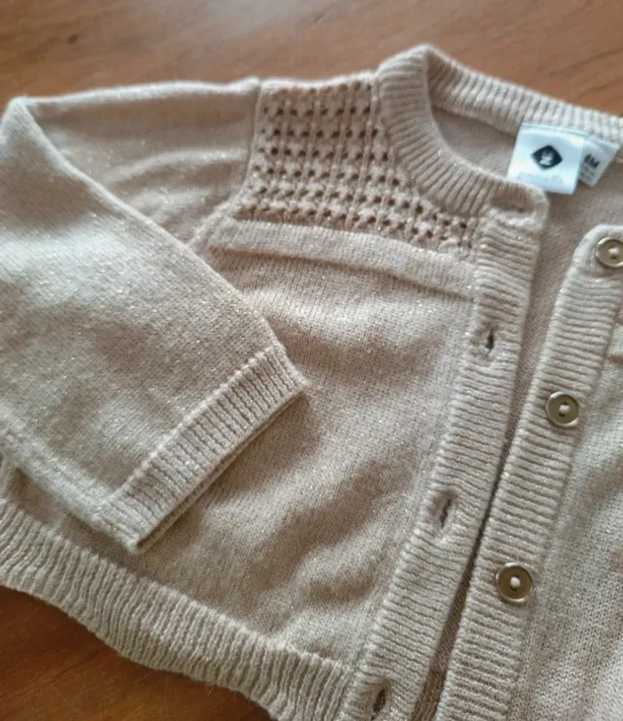 Gilet Z grain de blé beige pailleté