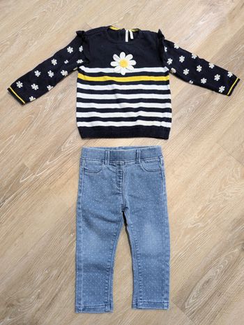 Lot 1 pull et 1 pantalon jean 18 mois bebe fille
