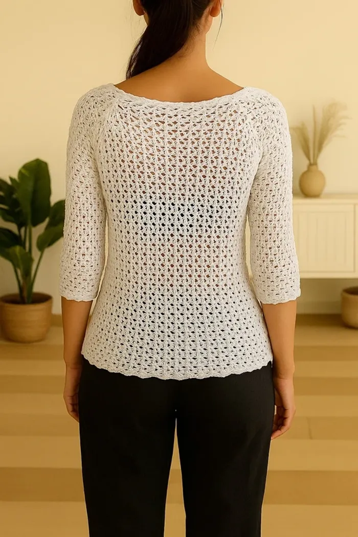 Top vintage en maille crochet tricot broderies Mango - photo numéro 3