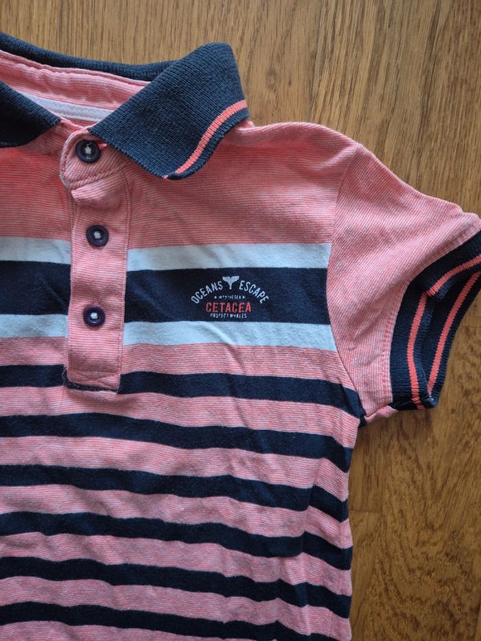 Polo saumon et marine taille 4 ans - photo numéro 2