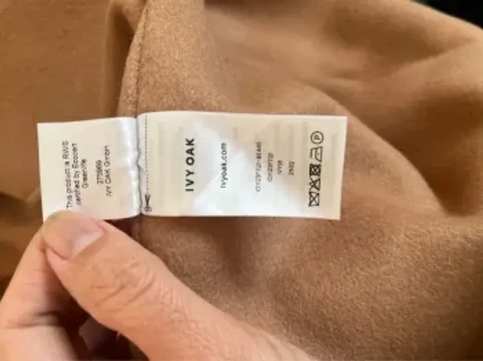Manteau long Celia en laine beige/camel Ivy Oak neuf style peignoir norme Ecocert RWS - photo numéro 4