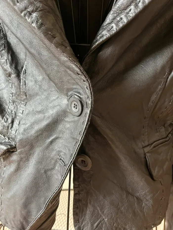 Veste en cuir froissée Premium - photo numéro 4