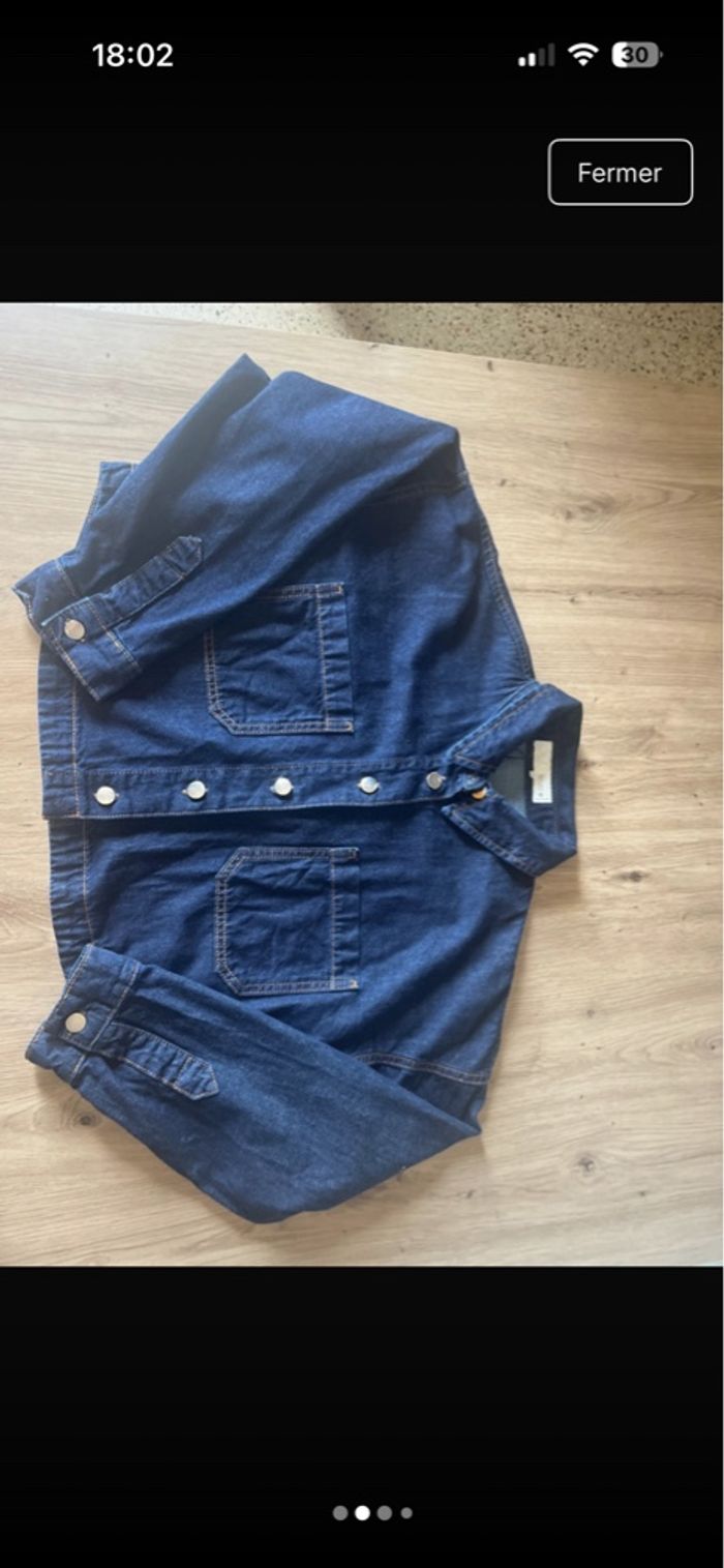 Veste chemise jeans bleu brut Zara - photo numéro 2