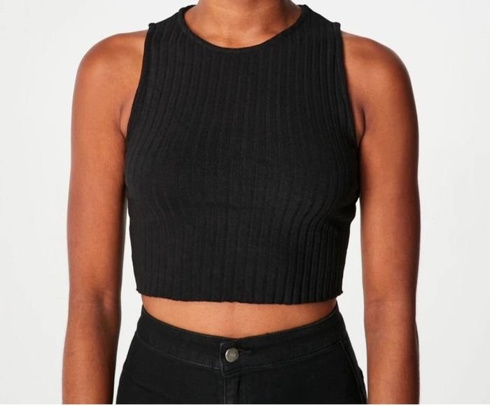 Haut côtelé crop top noir, Jennyfer, taille XS (34)