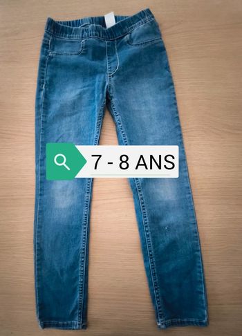 Jegging slim fille bleu 7-8 ans bon état