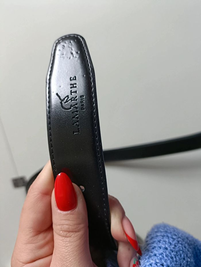 Ceinture en cuir doublé noir lamarthe paris - photo numéro 5