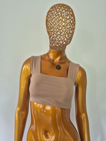 Top Femme Court Taupe Taille S/36