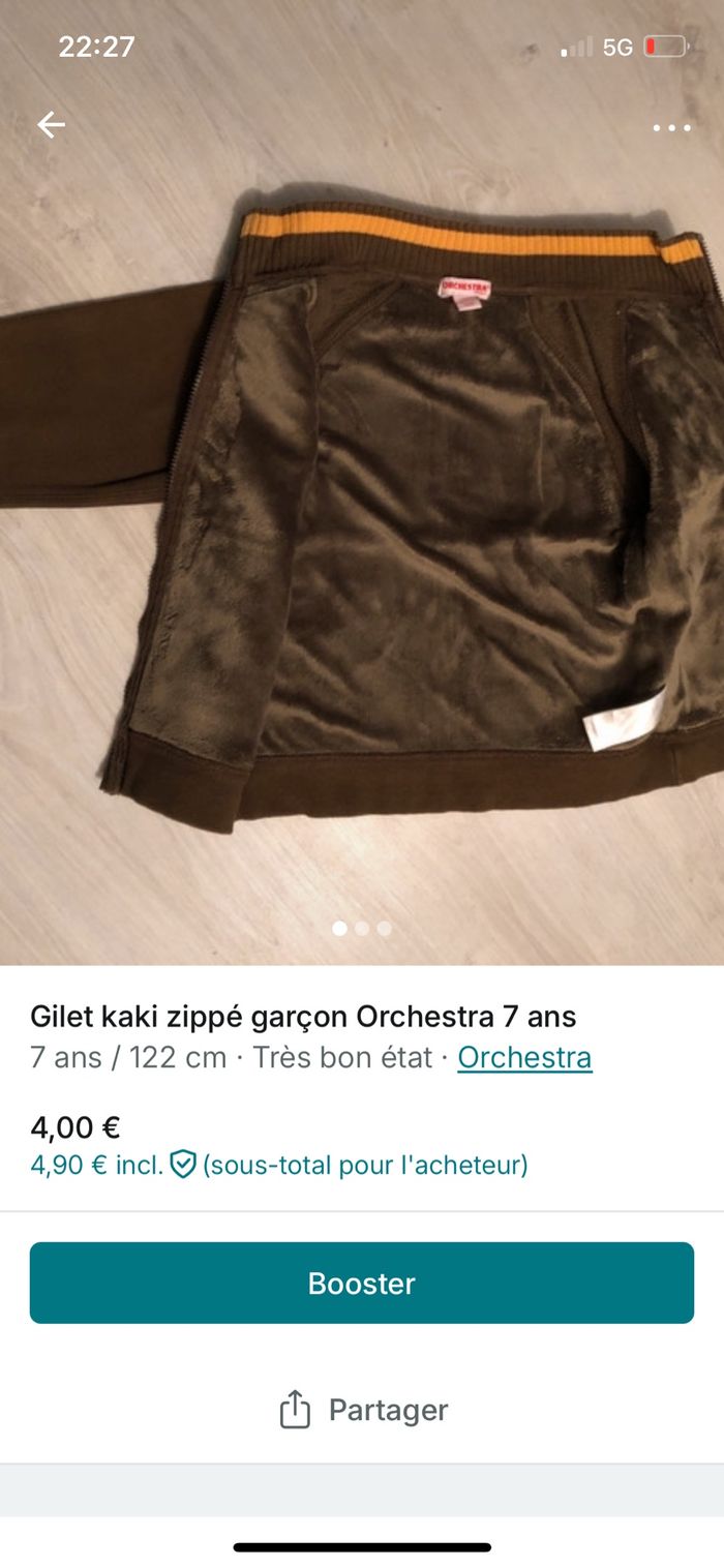 Gilet kaki zippé Orchestra 7 ans garçon - photo numéro 5