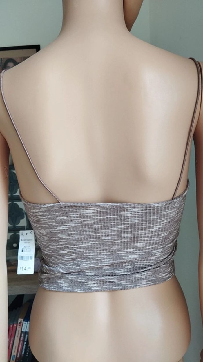 Top haut court debardeur marron beige femme taille xs - photo numéro 6