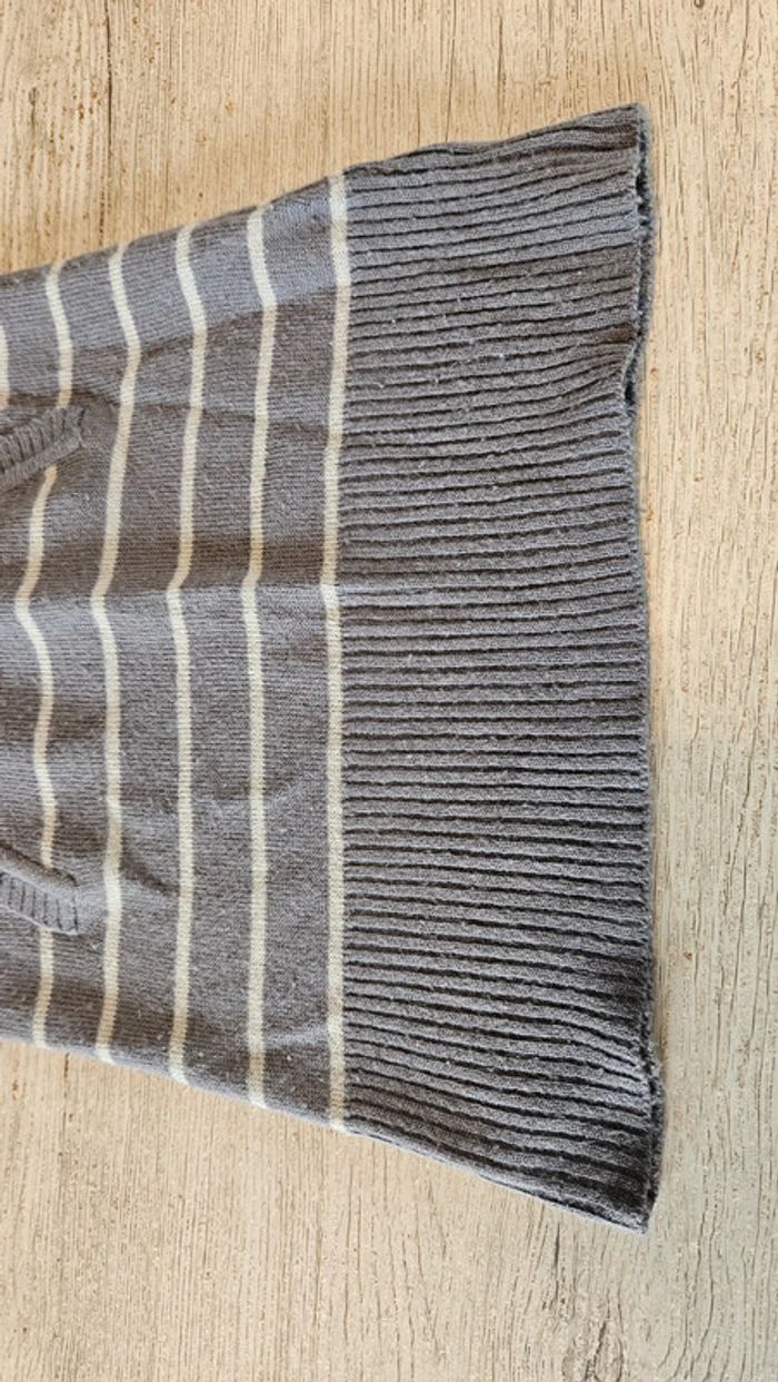 Robe courte / tunique grise lignée beige, à caouche, Vynil Fraise, 6 ans - photo numéro 4