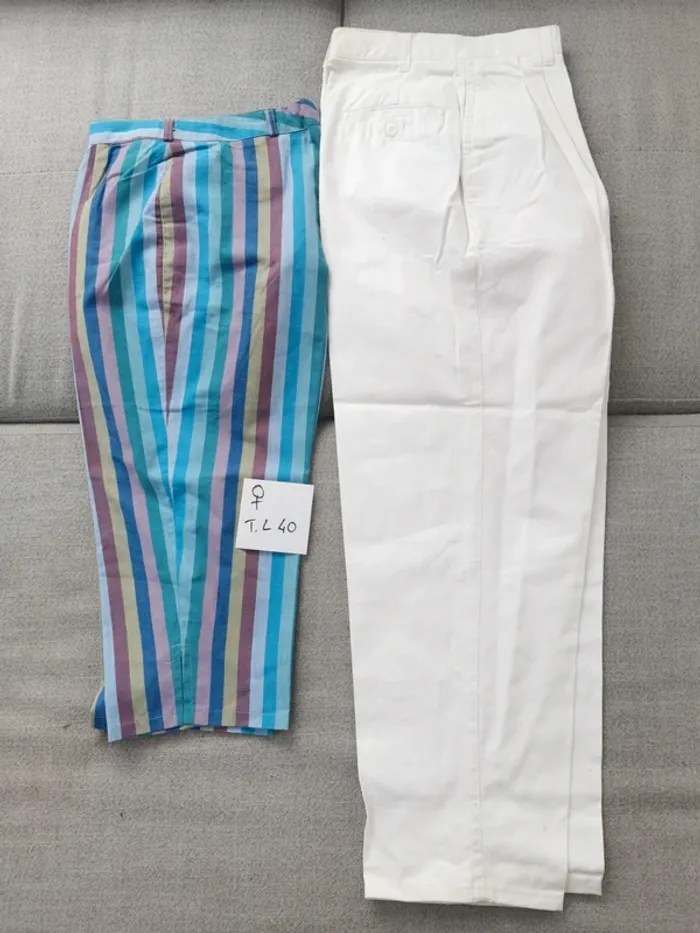 Lot de 2 pantalon pantacourt vintage femme taille L 40