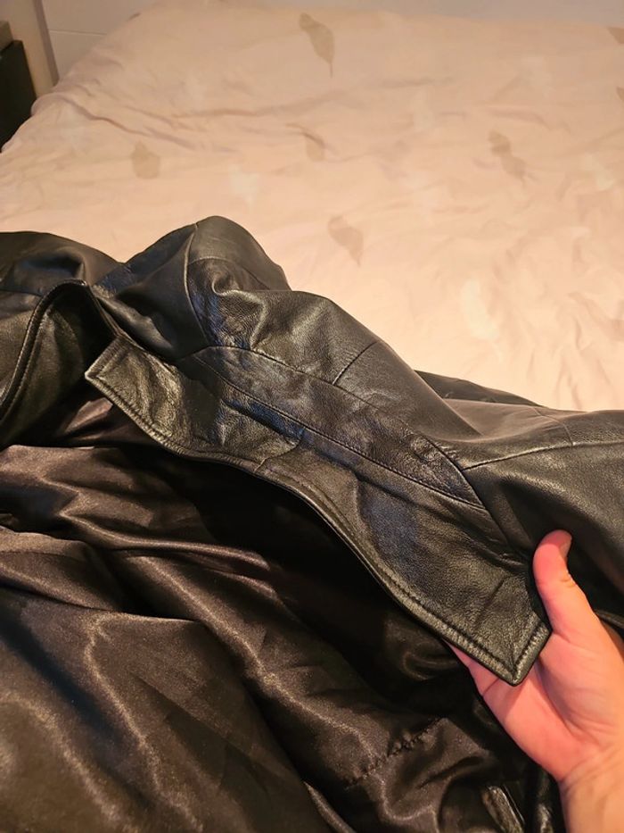 Veste longue en cuir véritable noire neuve 40 L femme - photo numéro 8