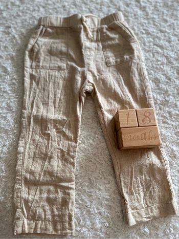 Pantalon beige en lin 18/24 mois