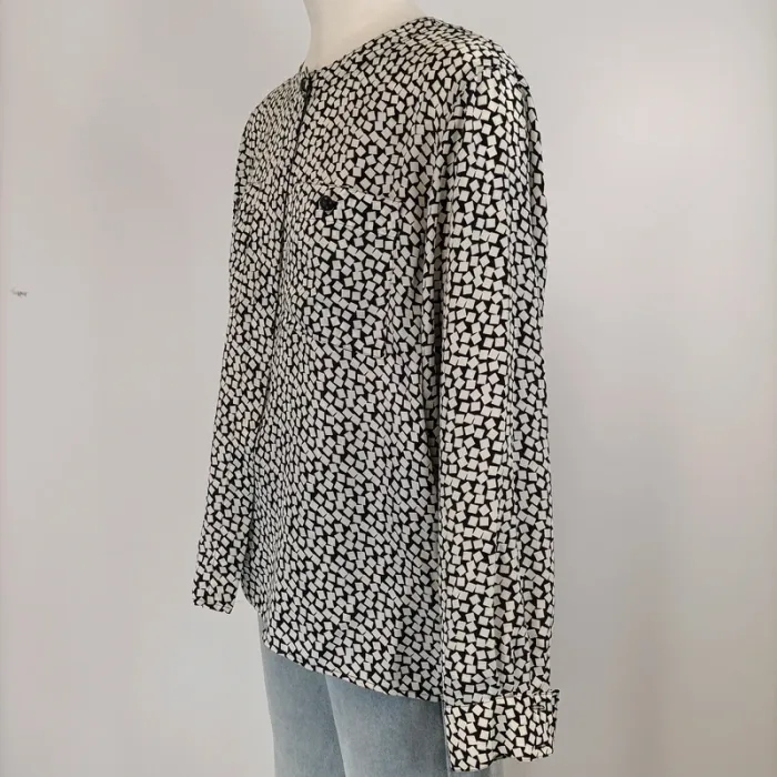 Blouse noir et blanc à carrés vintage old school Lenvol Paris made in france L/42 estimé A330 - photo numéro 2