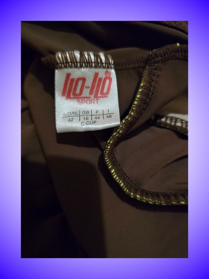 Maillot de Bain 1 Pièce Dos Nu Marron & Vert Lime – Motifs Bohèmes – Taille 44 XXL – Neuf, Sans Étiquette - photo numéro 3