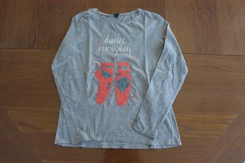 T-shirt sequins manches longues fille 12 ans