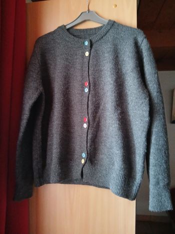 Gilet gris boutons multicolores