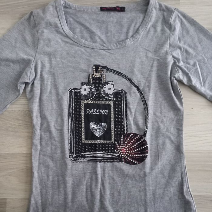 Pull femme gris à motif My Pink Tee taille L - photo numéro 3