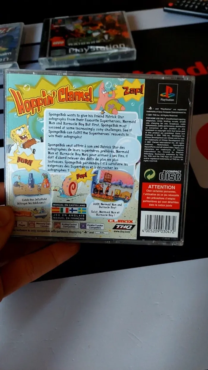 Bob l'éponge spongebob squarepants ps1 ultra rare complet Version français - photo numéro 2