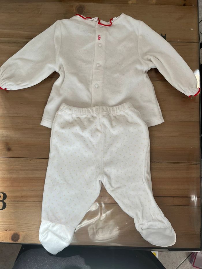 Pyjama obaibi crème et rouge 3 mois - photo numéro 3