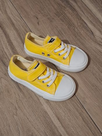 Baskets chaussures en toile Mixte sangle réglable jaune