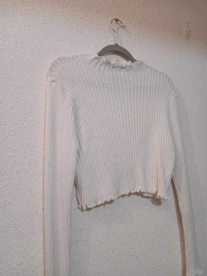 Sweat blanc court basic " shein " taille L - photo numéro 2