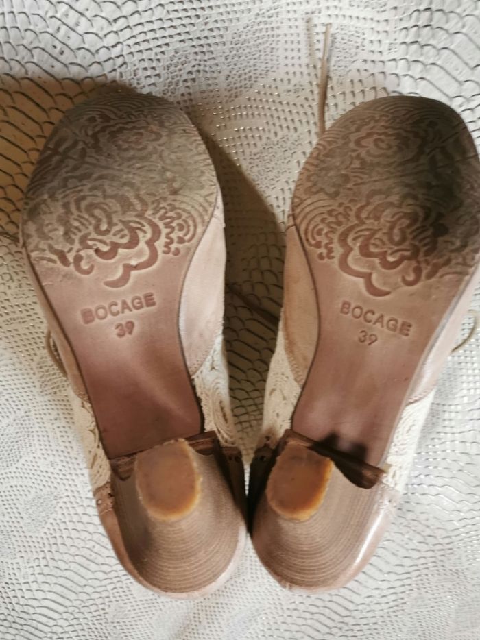 Boots à talons en cuir et dentelle beige Bocage T39 - photo numéro 8