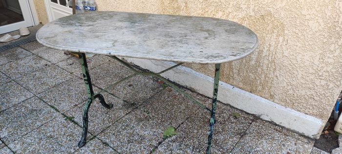 Table bistrot marbre et fonte - photo numéro 2