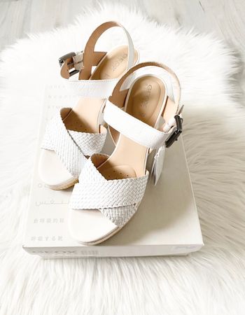 Sandales compensées en cuir - Geox – Blanc tressé - Neuf avec étiquette – Taille 41