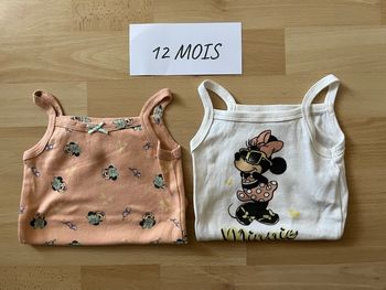 Lot 2 bodies / body fille fines bretelles Disney 12mois