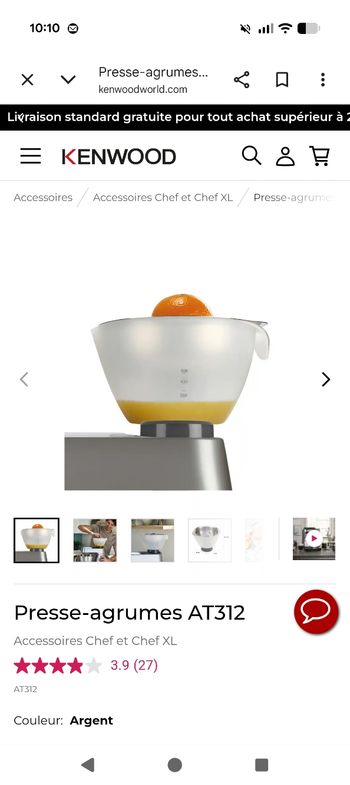 Presse agrumes Kenwood chef at312