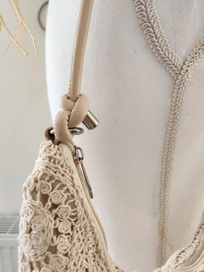 Sac à main beige/crème crochet - photo numéro 3