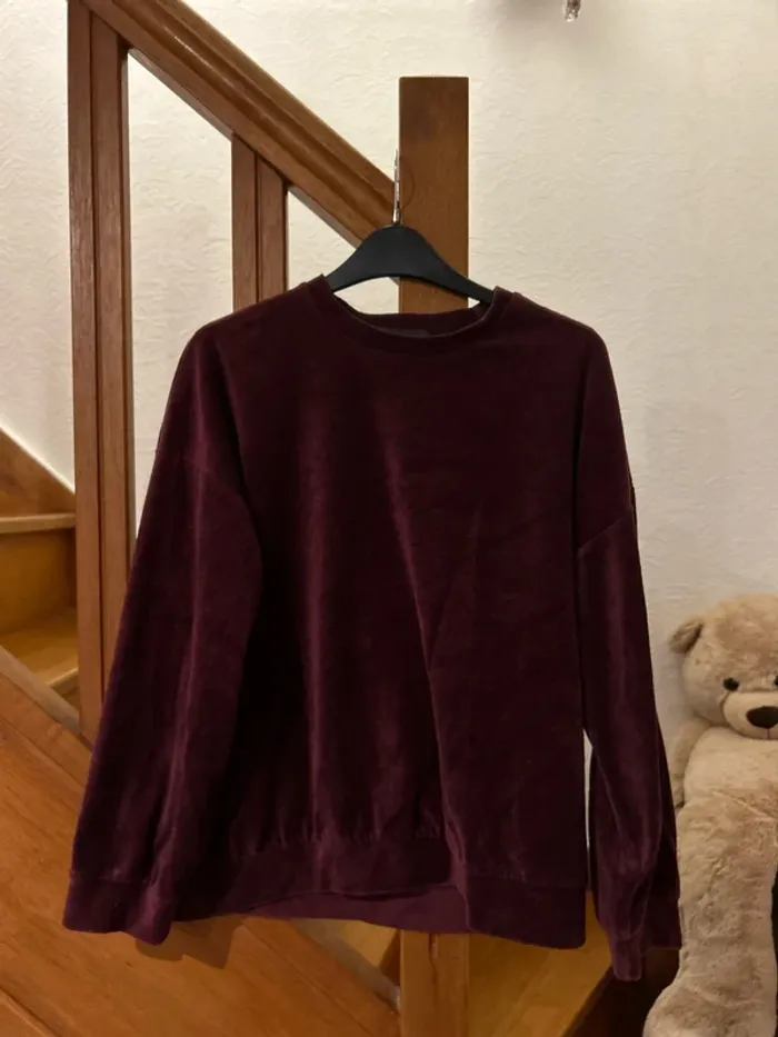 Sweat effet velours prune