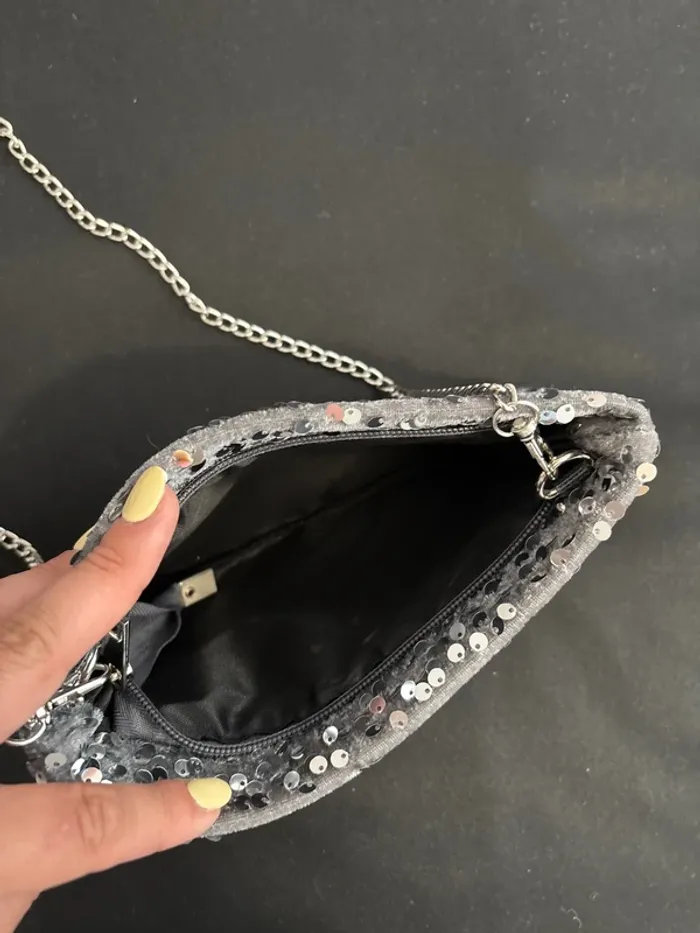 Pochette / sac à sequins argentés - photo numéro 2