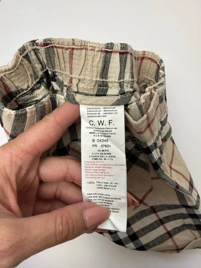 Short Burberry baby unisexe en lin taille 3 mois comme neuf - photo numéro 5
