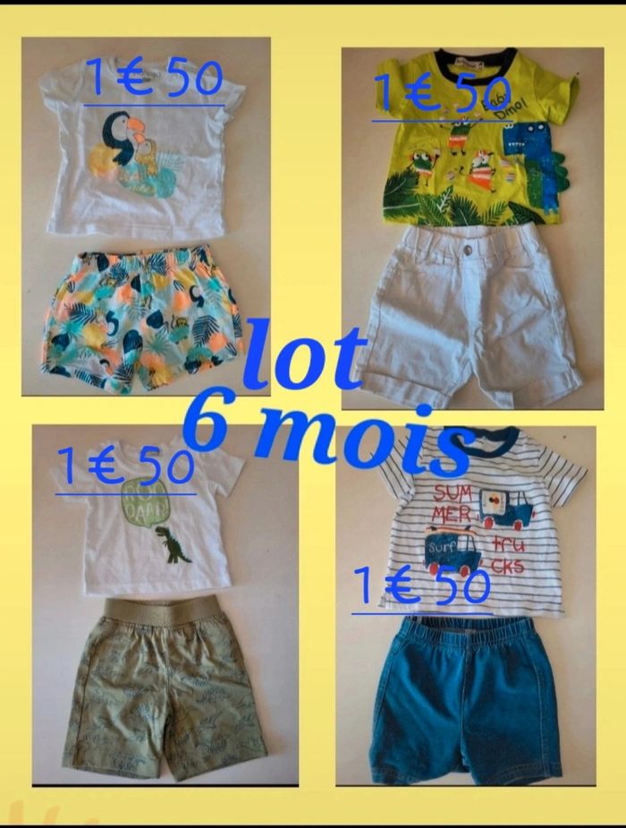 Lot 4 ensembles shorts +tee-shirts 6 mois marques mélangé - photo numéro 1