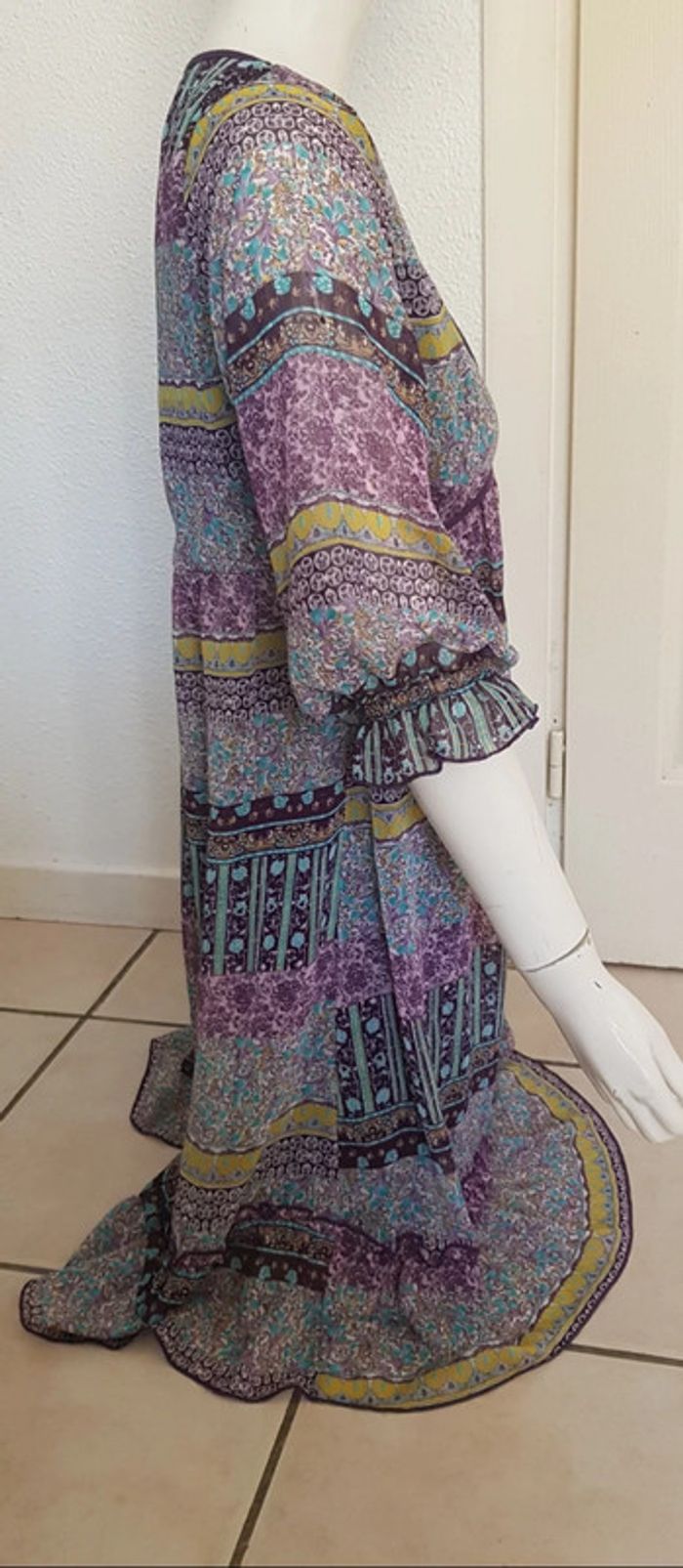 Robe bohème fleurie en voile doublée - photo numéro 7