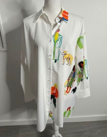 Robe chemise oversize blanche et multicolore TU