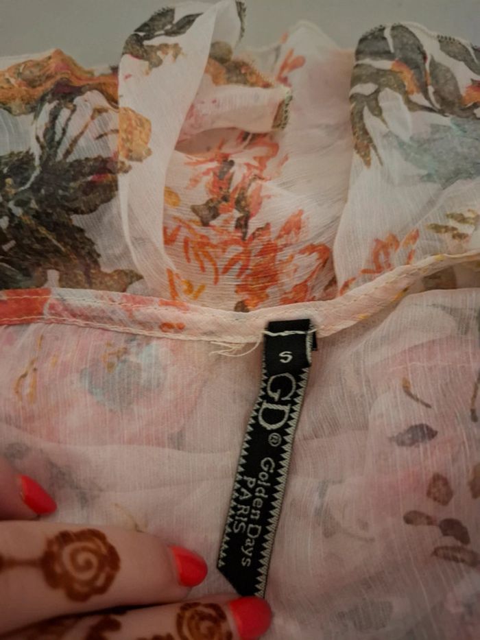 Robe longue rose pâle Fleurie volantée Golden Days taille S 36 - photo numéro 16