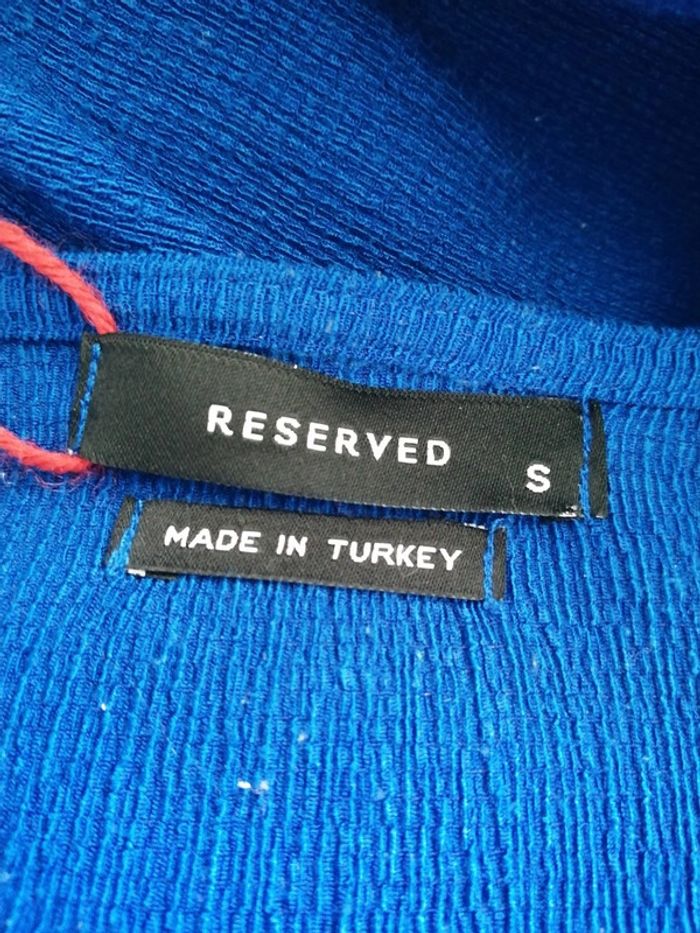 Robe bleue roi manches longues épaules froncés et détails aux poignets / reserved / (S) - photo numéro 9
